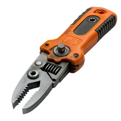 Obraz premium Close up of an orange handled adjustable pliers tool on transparent background