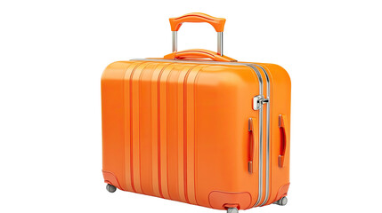 orange travel suitcase cabin luggage on white background