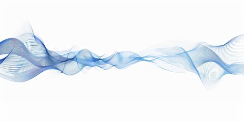 Abstract flowing wave pattern with blue lines on white background, flowing symmetrically