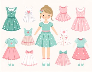 Girl Paper Doll with Dress-Up Outfits