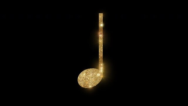 Luxury Music note with golden glitter, alpha channel

