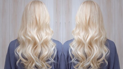 Naklejka premium Blonde to Lavender Ombre Waves in Professional Salon Photography