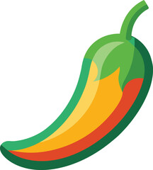Vector illustration of a hot chili pepper icon, featuring a vibrant red color and green stem.