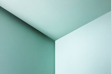 Obraz premium Mint green corner room interior, geometric lines, subtle shadows, calm background, design concept