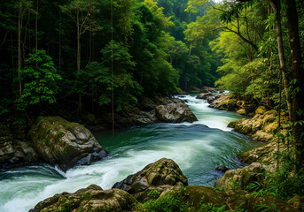 Fototapeta premium Rapids in a Jungle River
