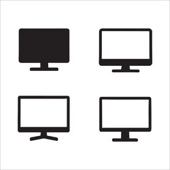 Set of Minimalist Computer Monitor Icons with Various Display Styles for Website Design and Digital Graphics Projects