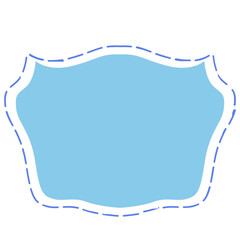 Flat vector illustration of ornate blue decorative frame with dashed border, isolated on white background, perfect for templates and design.