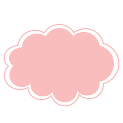 Flat vector illustration of abstract pink cloud shaped frame border, isolated on white background, perfect for decoration, labels, and design.
