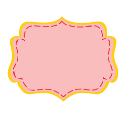 Ornamental pink frame with yellow border and dashed red outline, ideal for invitation card, scrapbook, memo, or note.
