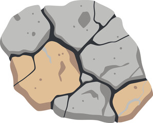 Cartoon Stone Wall with Cracks and Textured Surface Illustration
