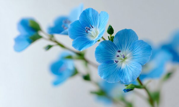 Close-Up Macro Shot of Delicate blue Flowers, generation AI