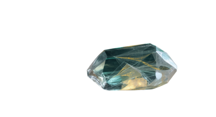 Crystal-like geometric form on a reflective surface.