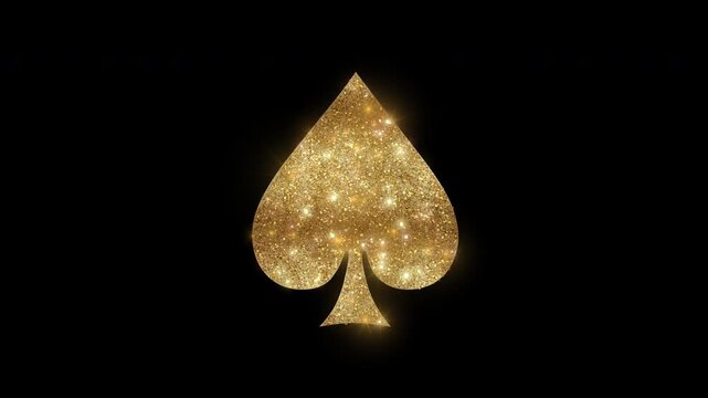 Luxury Spade with golden glitter, alpha channel

