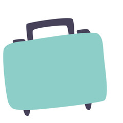 2d illustration of a light blue suitcase with black handle and wheels, symbolizing travel, vacation, and adventure, isolated on white background.