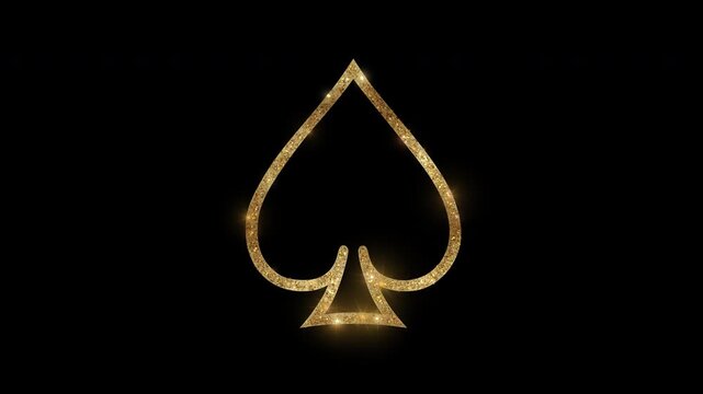 Luxury hollow spade with golden glitter, alpha channel

