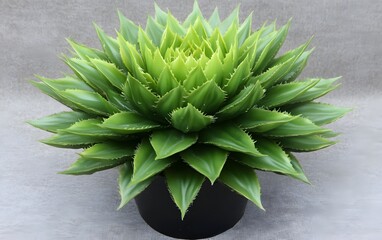 Fototapeta premium Vibrant Green Artificial Succulent Plant in Black Pot