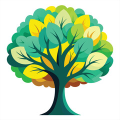 Naklejka premium Stylized illustration of a deciduous tree with colorful foliage