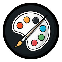 Artist s paint palette with brush icon for creative arts and design