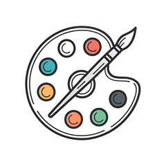 Artist s paint palette with brush and colorful paints