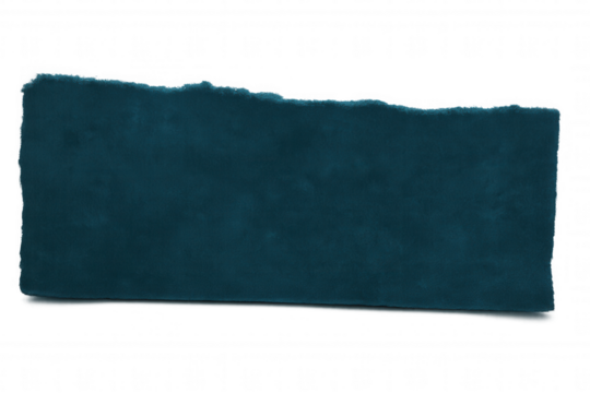 Torn teal textured paper featuring rough-edged surface, providing transparent background for vintage-inspired graphic design with grungy aesthetic and textural visual interest