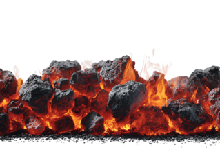 Burning Embers and Flames Against Transparent Background, PNG