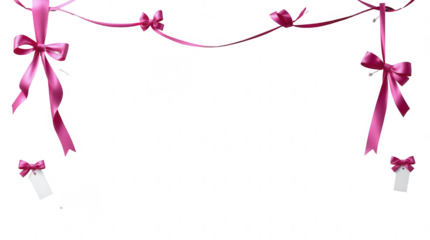 Decorative pink ribbons and bows are elegantly displayed creating a festive atmosphere for a special celebration or event likely during daytime