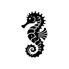 Black Seahorse Symbol Vector for Marine and Aquatic Concepts