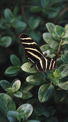 Ethereal Elegance: Light ad Stripes Illuminate the Zbra Butterfly's Graceful Dnce
