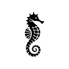 Fototapeta premium Stylized Seahorse Graphic Artwork in Monochrome Vector