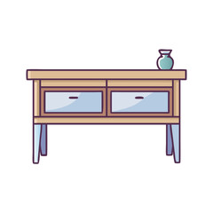 Collection of diverse wooden tables featuring drawers, open shelves, and minimalist designs