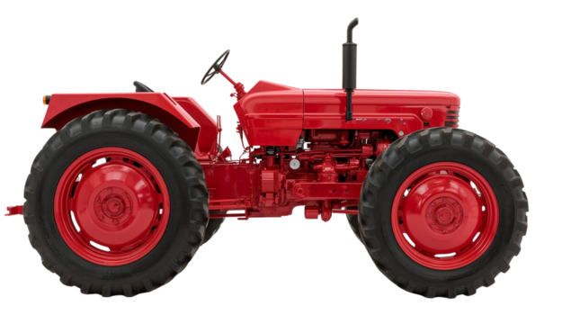 Vintage red tractor ready for the farm, a symbol of enduring strength and agricultural heritage, ideal for farming projects or transportation needs