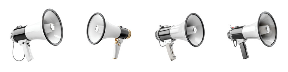 Megaphone Collection: Bullhorn Illustration on White Background