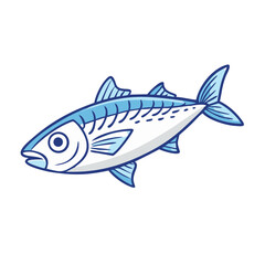 Cartoon Illustration of a Fish with Stripes and Fins on White Background