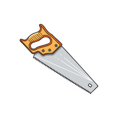 Naklejka premium Hand Saw Tool Illustration. This vibrant graphic features a classic carpenters saw, ideal for home improvement or building projects. It symbolizes utility, craft, and constructive effort.