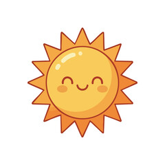 Cheerful Cartoon Sun. A delightful illustration of a beaming celestial body, radiating joy and warmth. This cute character brightens any design, symbolizing optimism and happiness.