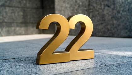 Golden Number 22 with Modern Building.