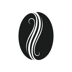 Elegant Coffee Bean Symbol. This minimalist dark emblem showcases fluid, curving lines within a distinctive shape. It suggests rich aroma, invigorating flavor, and refined quality.