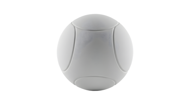 White volleyball isolated on white background with visible panel stitching, perfect for sports and fitness projects