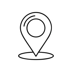 Location Marker Icon. Sleek white map pointer on a black background, symbolizing accurate spatial coordinates, guiding routes, and precise destinations.