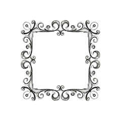 Refined Ornate Frame with Scrollwork. Detailed black and white ornamental border perfect for adding a classical or antique touch to designs. Features intricate flourishes, suggesting sophistication.