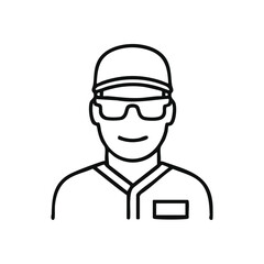 Friendly Worker Profile Graphic. Vector illustration of a kind individual wearing a cap and spectacles. This inviting symbol embodies expertise, trust, and service across diverse fields.