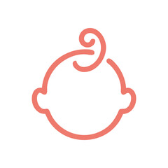 Infant Head Outline Curl. A charming line artwork depicting a new born's silhouette with a distinct swirl of hair, symbolizing innocence, growth, and tender beginnings. Ideal for prenatal or nursery.