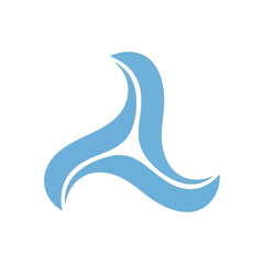 Abstract Dynamic Aqua Icon. A captivating azure graphic portrays three flowing interconnected elements, suggesting balance, motion, and unity. Perfect for a modern brand.