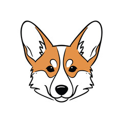 Cute Corgi Dog Head Illustration. Charming Welsh Pembroke corgi canine illustration, showcasing its endearing features. This delightful graphic art evokes joy and loyalty, perfect for various designs.