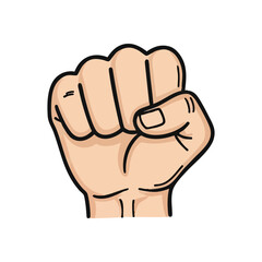 Clenched Fist Power Gesture. This impactful hand sign symbolizes resolve, might, and collective unity. It conveys a strong message of protest, resistance, and the will to achieve goals.