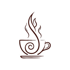 Warm Coffee Cup Art. Elegant graphic of a delightful hot beverage. The rising vapor embodies coziness and a serene, comforting moment.