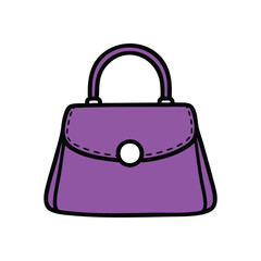 Purple Fashion Handbag Icon. A chic violet carryall artwork on a dark backdrop, ideal for creative projects needing elegance, retail, or accessory themes. Represents personal flair.