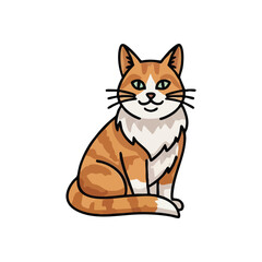 Cute Smiling Orange Cat Illustration. A cheerful feline creature with vibrant ginger fur and luminous green eyes. This charming graphic evokes warmth and companionship, ideal for pet-themed designs.