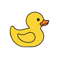 Yellow Rubber Duck Icon. The image features a cheerful yellow bath companion against a dark backdrop. This charming design symbolizes childhood joy, innocence, and carefree moments.