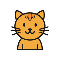 Friendly Orange Feline Illustration. This cheerful ginger kitty portrait exudes warmth and simplicity. It evokes a feeling of joy and companionship.